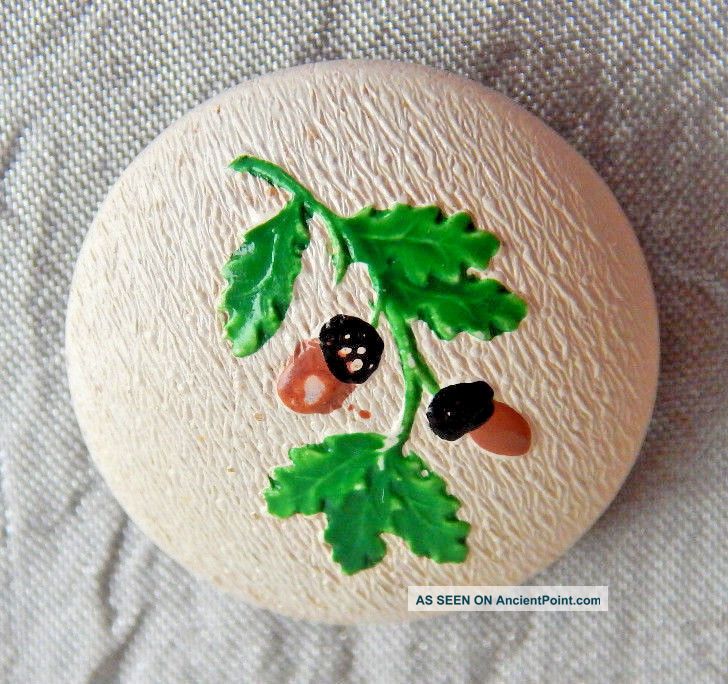 Antique Vintage Button Wood With Acorns Back Marked 1018 - A Buttons photo