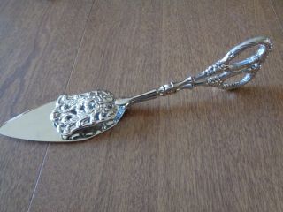 Vintage Sterling Silver Handle Pastry Sandwich Serving Tongs 9 5/8 