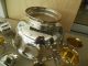 Sheridan 12  Silverplated Footed Punch Bowl,  12 Cups And Dual Spout Ladle Other Antique Silverplate photo 7