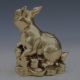 Old Peking Collectable Brass Hand Carved Auspicious Rabbit Statue W Da Qing Mark Other Antique Chinese Statues photo 1