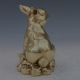 Old Peking Collectable Brass Hand Carved Auspicious Rabbit Statue W Da Qing Mark Other Antique Chinese Statues photo 2