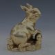 Old Peking Collectable Brass Hand Carved Auspicious Rabbit Statue W Da Qing Mark Other Antique Chinese Statues photo 3