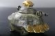Ancient China Carved Turtle Bronze Ware Gilt Teapot & Lid Qianlong Mark E654 Teapots photo 1