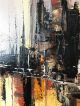 36x24 Vintage Signed Abstract Cityscape Oil Painting Mid Century Modern Mid-Century Modernism photo 9