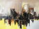 36x24 Vintage Signed Abstract Cityscape Oil Painting Mid Century Modern Mid-Century Modernism photo 3