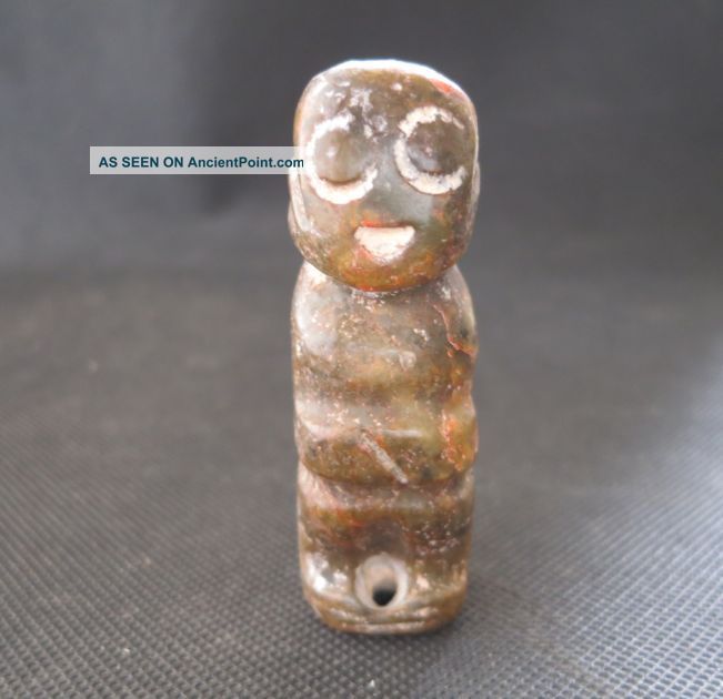 Old Chinese Hongshan Culture Old Jade Hand - Carved Human Statue Pendant Y324 Necklaces & Pendants photo