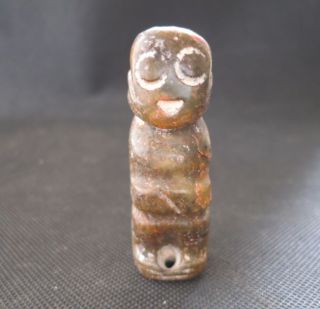 Old Chinese Hongshan Culture Old Jade Hand - Carved Human Statue Pendant Y324 photo