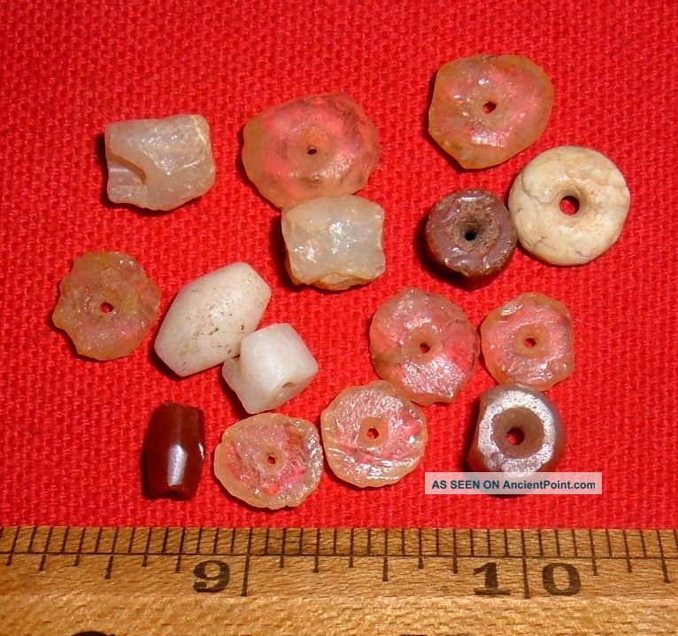 (15) Colorful Sahara Neolithic Stone Beads,  Prehistoric African Artifacts Neolithic & Paleolithic photo