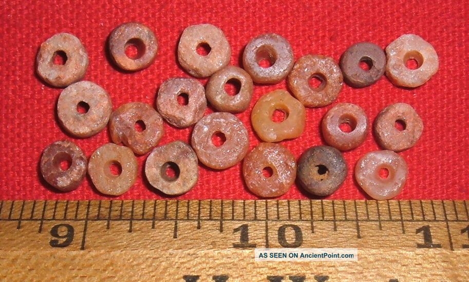 (20) Tiny Colorful Sahara Neolithic Stone Beads,  Prehistoric African Artifacts Neolithic & Paleolithic photo