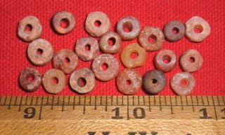 (20) Tiny Colorful Sahara Neolithic Stone Beads,  Prehistoric African Artifacts photo