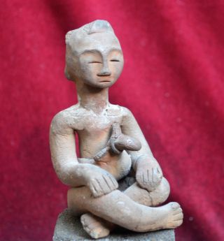 Antique Pottery Statue/idol With A Keris,  Celebes,  Indonesa photo