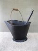 Antique Coal Scuttle Hod Bucket,  Primitive 17 Metal Ash Shovel Bail Handle Hearth Ware photo 1