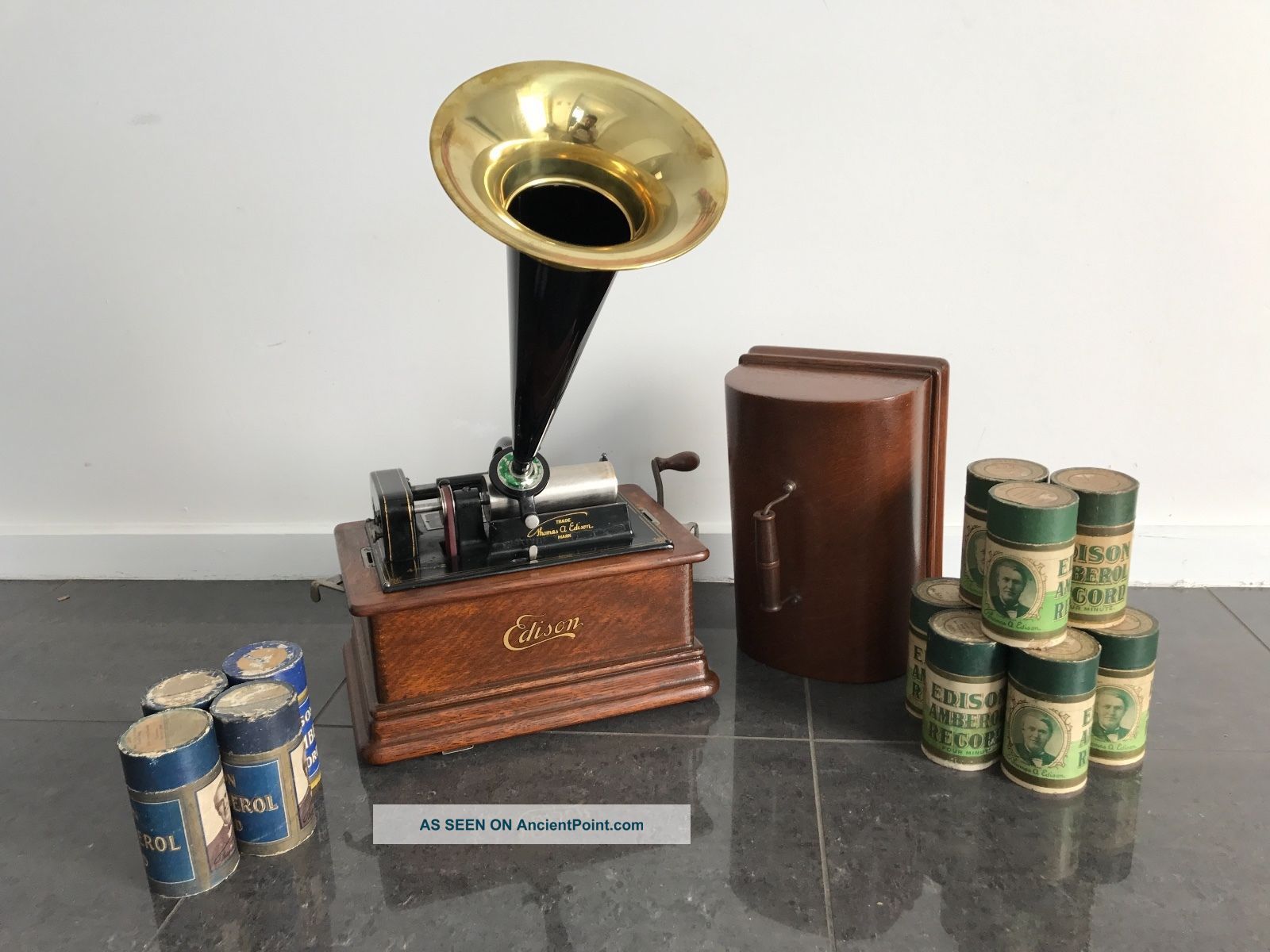 Edison Wind - Up Cylinder Phonograph / Gramophone & Records Delightful Other Antique Instruments photo