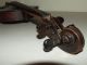 Antique 19th C.  Violin With Case & Bow,  Tiger Maple W/ Ebony Fingerboard & Pegs String photo 2