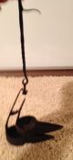 Antique Primitive Wrought Iron Hook And Hanging Betty Lamp Primitives photo 2