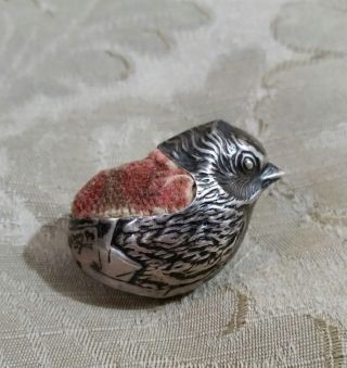 Antique Sampson Mordan Sterling Silver Chick Pincushion,  Med 1 - 3/8 