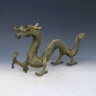 Chinese Bronze Gilt Handwork Carved Flying Dragon Statues X0281 photo