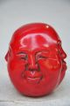 Collectible Chinese Red Coral Hand Carved Lifelike Simian Fo Statue Buddha photo 1