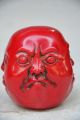 Collectible Chinese Red Coral Hand Carved Lifelike Simian Fo Statue Buddha photo 2