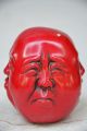 Collectible Chinese Red Coral Hand Carved Lifelike Simian Fo Statue Buddha photo 3