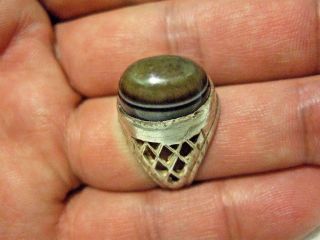 Vintage Islamic Middle Tribal Ethnic Evil Eye Banded Agate Ring خاتم اسلامي photo