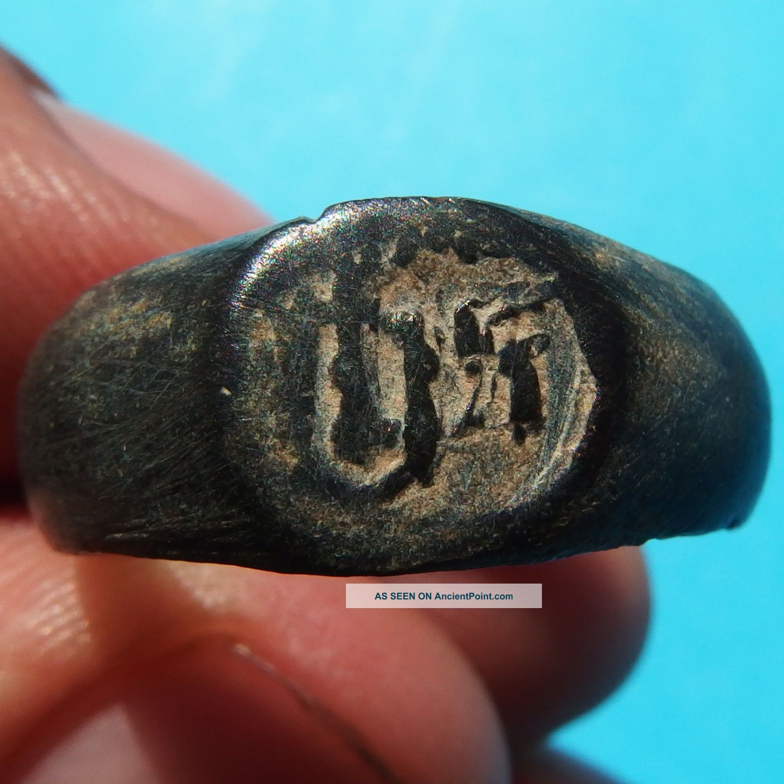 Ancient Medieval Bronze Ring Pirate Times 17th Cent Ihs Society Of Jesus Mission The Americas photo