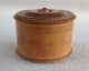 Antique Maple String Thread Box,  Ring Turned Lid,  Round Dentil Molding Edges Boxes photo 2