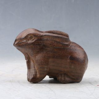 Chinese Collectable Hardwood Hand Carved Rabbit Statue Pc0368 photo