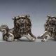 A Pair Oriental Vintage Cupronickel Hand Carved The Lion Statue Other Antique Chinese Statues photo 2