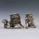A Pair Oriental Vintage Cupronickel Hand Carved The Lion Statue Other Antique Chinese Statues photo 5