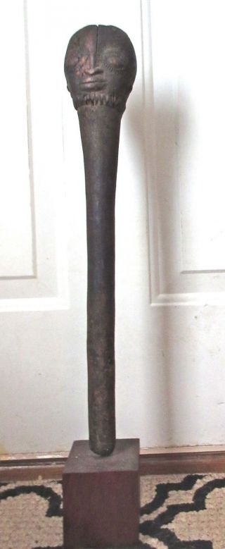 Antique African Hand Carved Wood Club/weapon On Display Stand - Africa photo