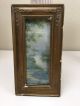 1800s Antique Victorian Small Scenery Brook Purple Floral Picture In Wood Frame Victorian photo 3