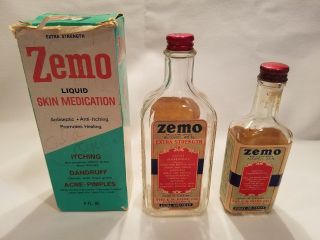 Zemo Apothocary Medicine Bottle Pair.  Antique Pharmacy Bottles.  Vintage. photo