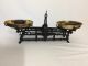 Antique Cast Iron Balancing Beam Counter Scale 3kg W/ Brass Pans & Weights Scales photo 8