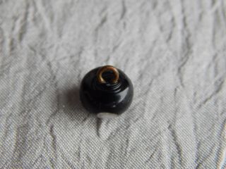 Antique Vintage Glass Button Black & Foil Charmstring 226 - A photo