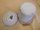 White Enamelware Enamel Chamber Pot Bucket Diaper Pail W/ Lid Wood Handle Primitives photo 4