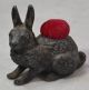 Pin Cushion Figural Bunny Rabbit Metal Victorian Antique 1800 Pin Cushions photo 1