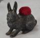 Pin Cushion Figural Bunny Rabbit Metal Victorian Antique 1800 Pin Cushions photo 2