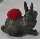 Pin Cushion Figural Bunny Rabbit Metal Victorian Antique 1800 Pin Cushions photo 3