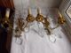 French Patina Gold Bronze Crystals Wall Light Sconces Chandeliers, Fixtures, Sconces photo 5
