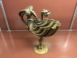 Rare Antique Bronze Winged Griffin/dragon/medieval Goblet/chalice - One - Of - A - Kind photo