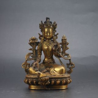 Chinese Brass Hand - Painted Tibetan Buddhist Statue - - Vajrasattva Gd6646 photo