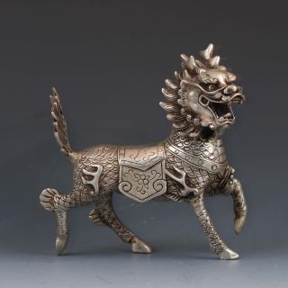 Chinese Cupronickel Hand Work Beast Kirin Statue photo