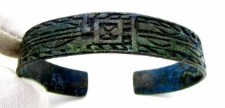 Viking Era Bronze Decorated Bracelet - Lovely Ancient Wearable Artifact - F132 photo