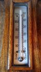 Vintage Oak Cased Aneroid Barometer And Thermometer - Good Order Other Antique Science Equip photo 2