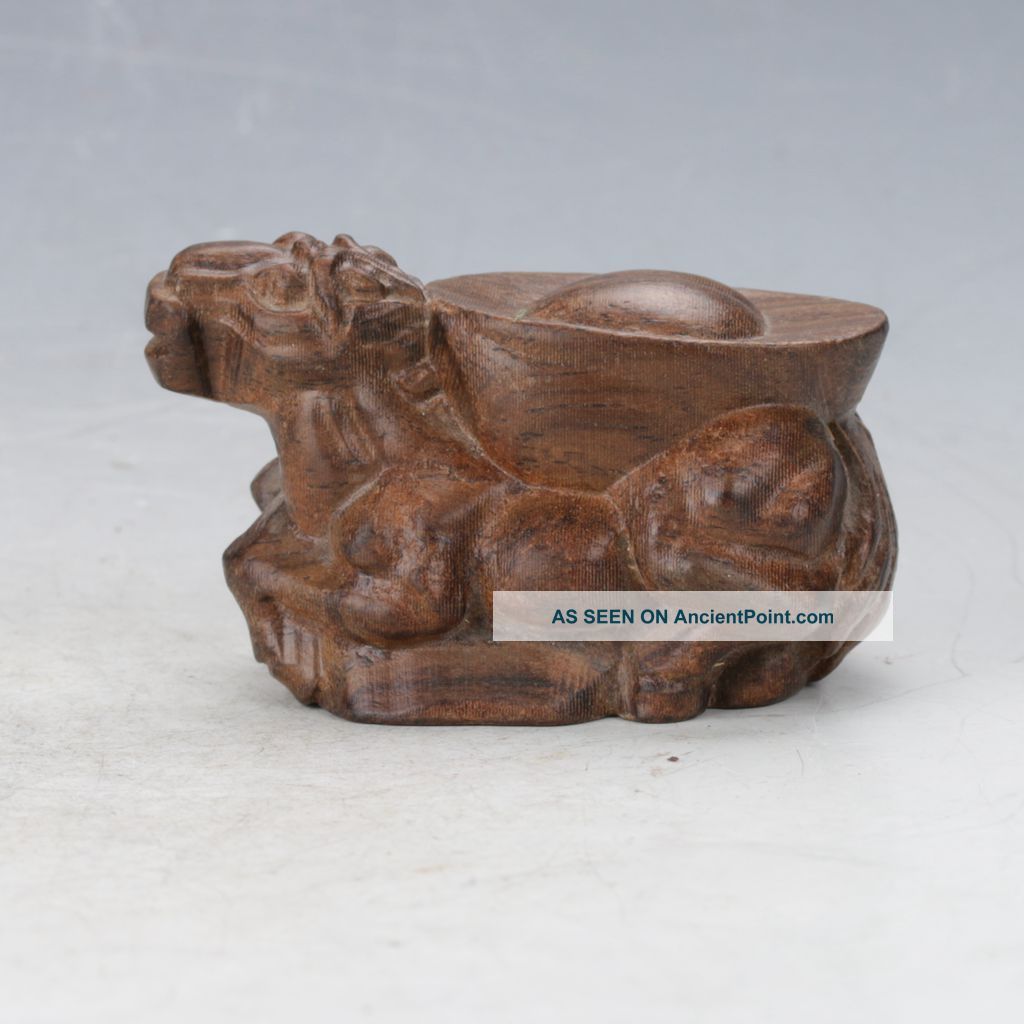 Chinese Collected Chenxiang Wood Hand - Carved Foo Dog Statue B900 Foo Dogs photo
