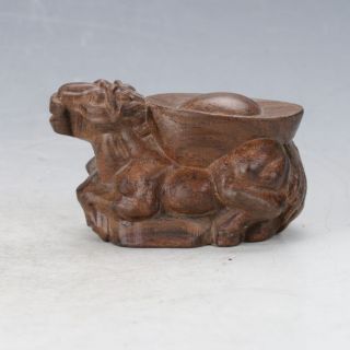 Chinese Collected Chenxiang Wood Hand - Carved Foo Dog Statue B900 photo