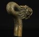 China Old Handwork Carving Bronze Dragon Statue Cane Head Walking Stick Other Antique Chinese Statues photo 1