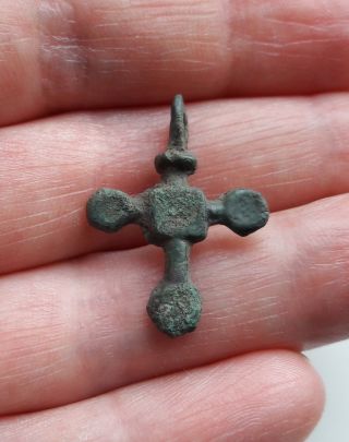 Ancient Bronze Cross Pendant Viking Kievan Rus 4 photo