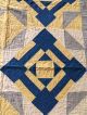 Yellow & Blue Hand Sewn Early Antique Quilt Textile Rare Color Combination Aafa Primitives photo 1